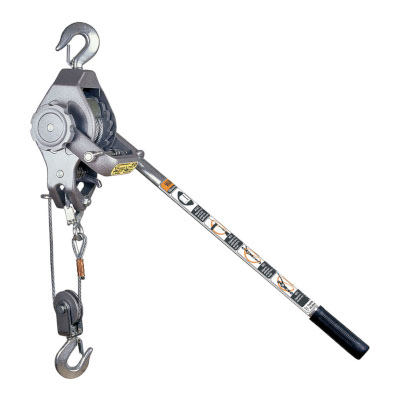All Material Handling C3400-3H Cable Puller, 7 in x 17 in/22 in, Lightweight Aluminum Frame, Galvanized Wire Rope, Alloy Steel Load Hooks, Spring Steel Drum Shield, Silver, 1700 @ 1 Fall, 3400 lb @ 2 Fall WLL